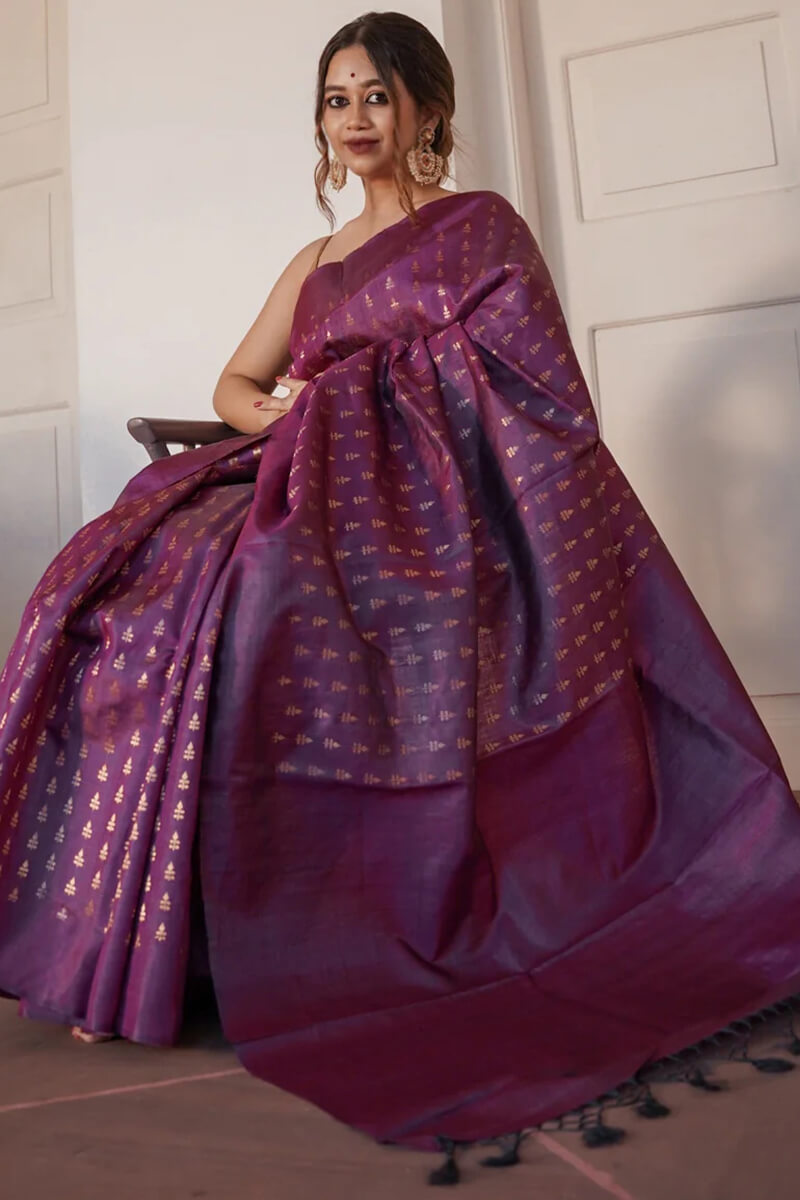 Resplendent Purple Soft Silk Saree With Quintessential Blouse Piece