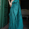 Fantabulous Rama Soft Silk Saree With Arresting Blouse Piece