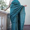 Fantabulous Rama Soft Silk Saree With Arresting Blouse Piece