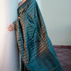 Fantabulous Rama Soft Silk Saree With Arresting Blouse Piece