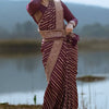 Exceptional Wine Soft Silk Saree With Cynosure Blouse Piece
