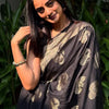 Gossamer Black Soft Silk Saree With Transcendent Blouse Piece