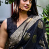 Gossamer Black Soft Silk Saree With Transcendent Blouse Piece