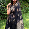 Gossamer Black Soft Silk Saree With Transcendent Blouse Piece