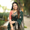 Tremendous Dark Green Soft Silk Saree With Stunning Blouse Piece