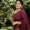 Adorable Wine Soft Silk Saree With Gratifying Blouse Piece