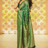 Entrancing Green Soft Silk Saree With Blooming Blouse Piece