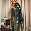 Classy Dark Green Soft Silk Saree With Elegant Blouse Piece
