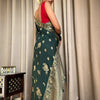 Classy Dark Green Soft Silk Saree With Elegant Blouse Piece