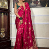 Outstanding Dark Pink Soft Silk Saree With Breathtaking Blouse Piece