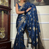 Opulent Navy Blue Soft Silk Saree With Exquisite Blouse Piece