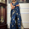 Opulent Navy Blue Soft Silk Saree With Exquisite Blouse Piece
