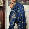 Opulent Navy Blue Soft Silk Saree With Exquisite Blouse Piece