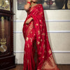 Bewitching Red Soft Silk Saree With Conflate Blouse Piece