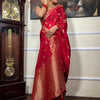 Bewitching Red Soft Silk Saree With Conflate Blouse Piece