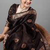 Ravishing Brown Soft Silk Saree With Designer Blouse Piece