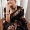 Ravishing Brown Soft Silk Saree With Designer Blouse Piece