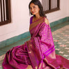 Evocative Magenta Soft Silk Saree With Demure Blouse Piece
