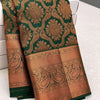 Palimpsest Dark Green Soft Silk Saree With Delectable Blouse Piece