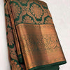 Palimpsest Dark Green Soft Silk Saree With Delectable Blouse Piece