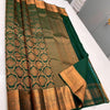 Palimpsest Dark Green Soft Silk Saree With Delectable Blouse Piece