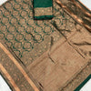 Palimpsest Dark Green Soft Silk Saree With Delectable Blouse Piece