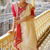 Unique Off White Cotton Silk Saree With Ravishing Blouse Piece
