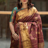 Energetic Brown Soft Silk Saree With Innovative Blouse Piece