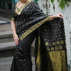 Unique Black Soft Silk Saree With Flaunt Blouse Piece