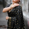 Unique Black Soft Silk Saree With Flaunt Blouse Piece