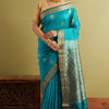 Alluring Firozi Soft Silk Saree With Classy Blouse Piece