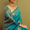 Alluring Firozi Soft Silk Saree With Classy Blouse Piece
