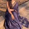 Divine Purple Soft Silk Saree With Brood Blouse Piece