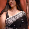 Pretty Black Cotton Silk Saree With Jazzy Blouse Piece
