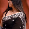 Pretty Black Cotton Silk Saree With Jazzy Blouse Piece