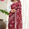Flattering Maroon Cotton Silk Saree With Innovative Blouse Piece