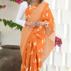 Adorning Orange Cotton Silk Saree With Jazzy Blouse Piece