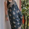 Felicitous Black Linen Silk Saree With Enigmatic Blouse Piece