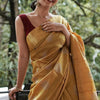 Exquisite Mustard Linen Silk Saree With Transcendent Blouse Piece