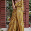 Exquisite Mustard Linen Silk Saree With Transcendent Blouse Piece
