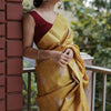 Exquisite Mustard Linen Silk Saree With Transcendent Blouse Piece
