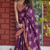 Snazzy Purple Linen Silk Saree With Imaginative Blouse Piece