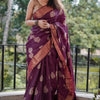 Snazzy Purple Linen Silk Saree With Imaginative Blouse Piece