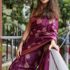 Snazzy Purple Linen Silk Saree With Imaginative Blouse Piece
