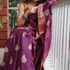 Snazzy Purple Linen Silk Saree With Imaginative Blouse Piece
