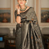 Sumptuous Black Soft Silk Saree With Imbrication Blouse Piece