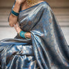 Desultory Blue Soft Silk Saree With Admirable Blouse Piece