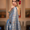 Desultory Blue Soft Silk Saree With Admirable Blouse Piece