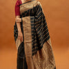 Traditional Black Soft Silk Saree With Petrichor Blouse Piece
