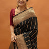 Traditional Black Soft Silk Saree With Petrichor Blouse Piece